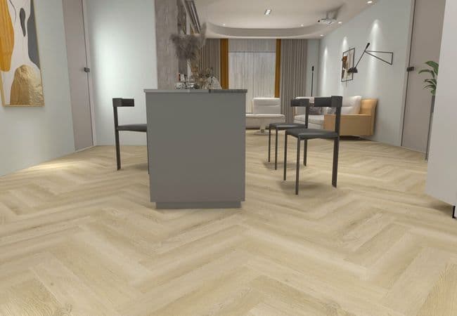 Woden Herringbone H04 Light Champagne Luxury Vinyl Plank, Woden Flooring