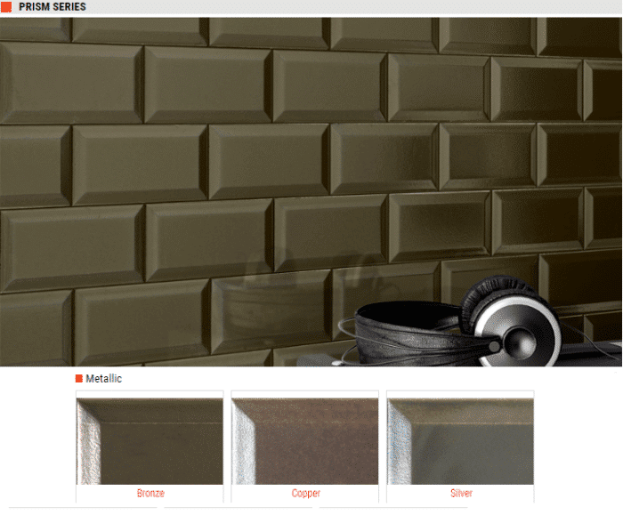 Prism Series – Metallic Bevelled Subway Tiles – Color: Bronze, Copper, Silver – Size: 3 x 6 SQUAREFOOT FLOORING - MISSISSAUGA - TORONTO - BRAMPTON