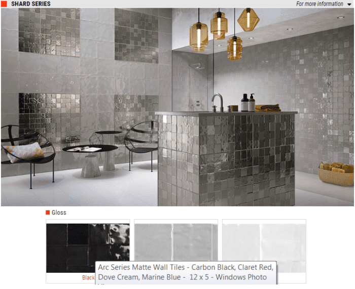Shard Series Gloss Ceramic Wall Tiles – Color: Black, Grey, White – Size: 13 x 13 SQUAREFOOT FLOORING - MISSISSAUGA - TORONTO - BRAMPTON