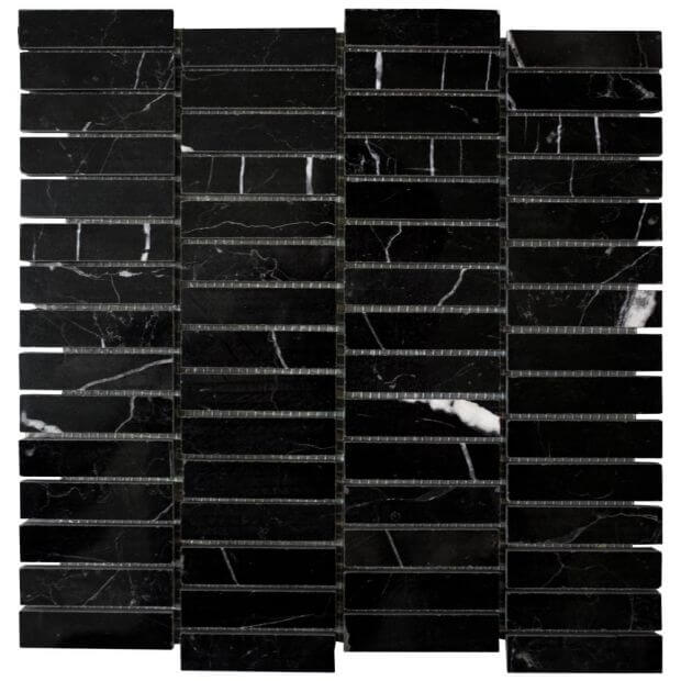 3/4”x3” Collection Nero Marquina Brick M Polished SQUAREFOOT FLOORING - MISSISSAUGA - TORONTO - BRAMPTON