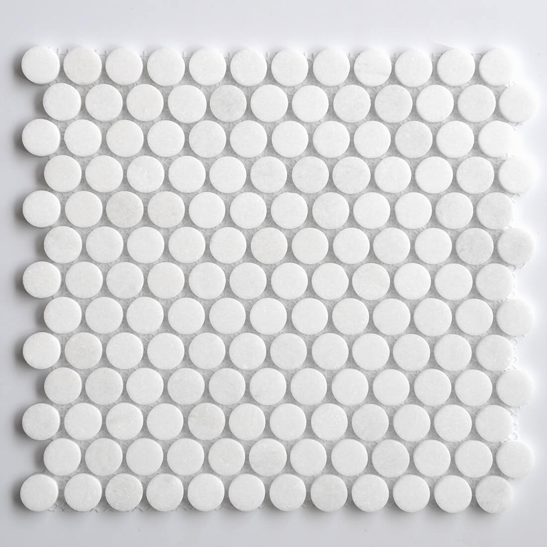 Penny Rounds – Thassos Marble Mosaic Backsplash