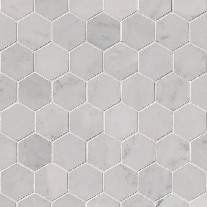 MSI Carrara White Polished 2" Hexagon Mosaic Tile